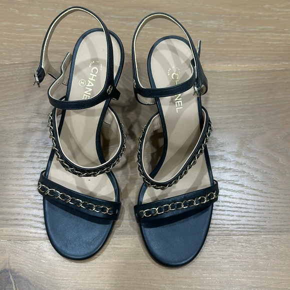Chanel Two Chain Sandal Heel - Picture 1 of 7